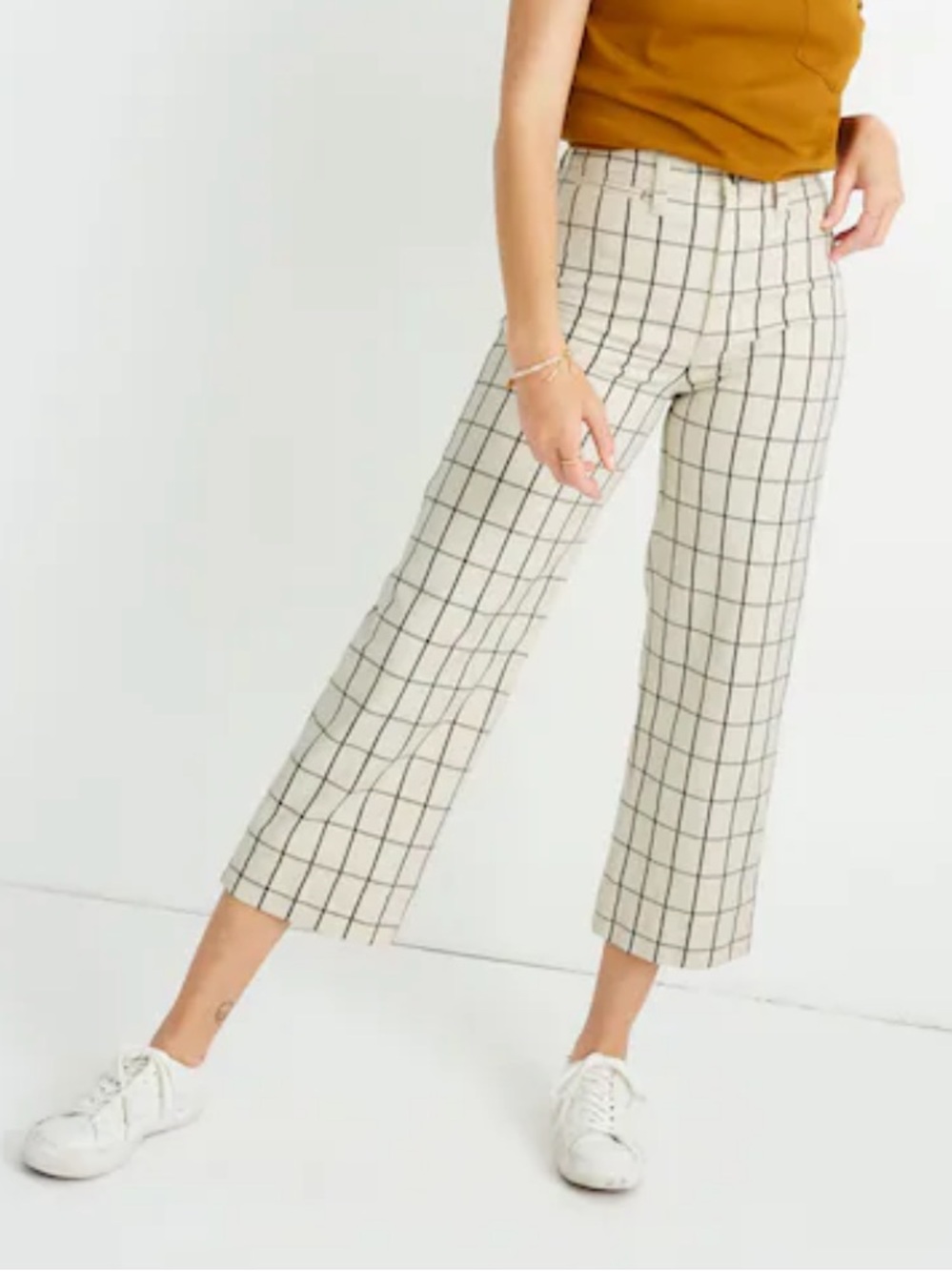 Madewell Slim Emmett Wide Leg Crop Pants Windowpane